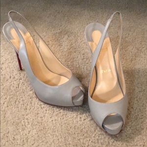 Christian Louboutin Gray Peeptoe Slingback